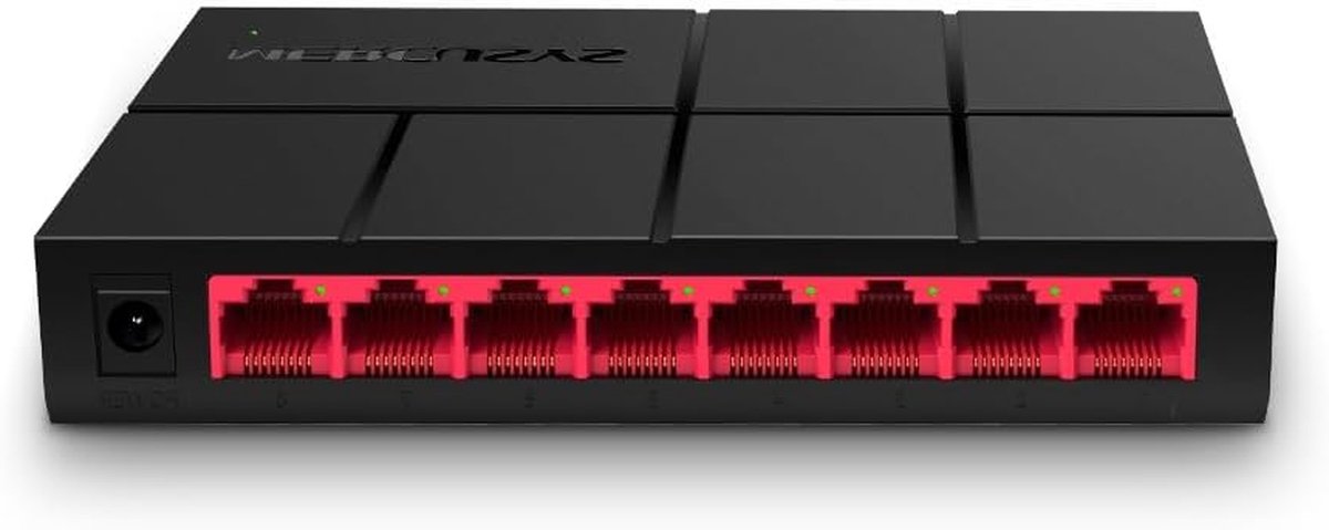 8-poorts Gigabit netwerk switch tot 2000 MBit/s met RJ-45 aansluitingen - Ventilatorloos, Plug-and-Play, Automatische snelheids- en duplexaanpassing