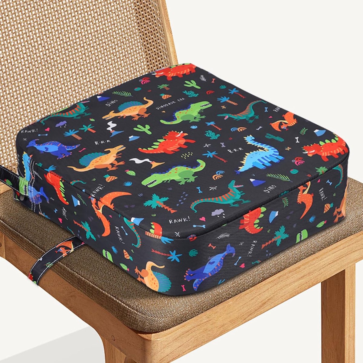 SnelShoppen - Kids Boosterstoel 8cm met 2 Antislip Veiligheidsgordels, Wasbare Afneembare Hoezen, Draagbaar, Hoogwaardig Schuim voor Eten, Piano Spele