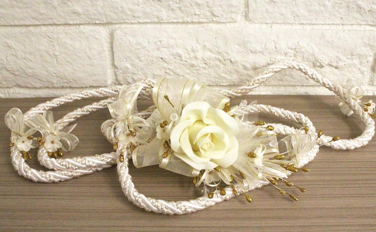 Bruiloft Lasso - Ceremoniële Touw - Huwelijksviering - Handgemaakt Decoratief - 54 Inch Lus - Ivoor Goud