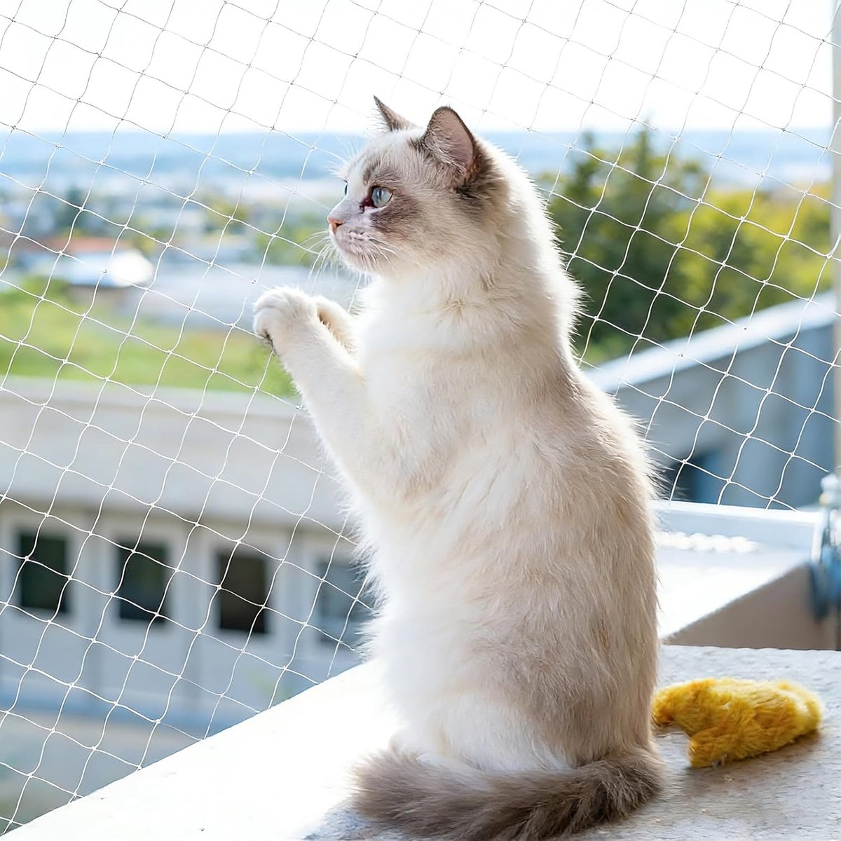 SnelShoppen - Kattennet voor Balkon 10 x 3 m - Draadversterkt Kattenbeschermingsnet Zonder Boren - Balkonnet voor Katten Beveiliging van Balkon, Terra