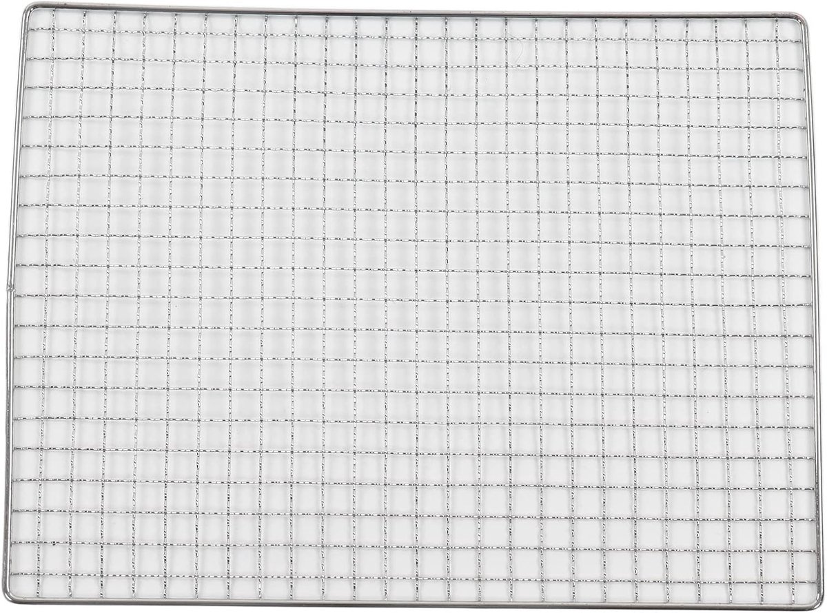 SnelShoppen - Roestvrij stalen grillrooster 35 x 26,7 cm - Multifunctioneel grillnet met anti-aanbaklaag voor BBQ, houtskool, braden van vlees en groe