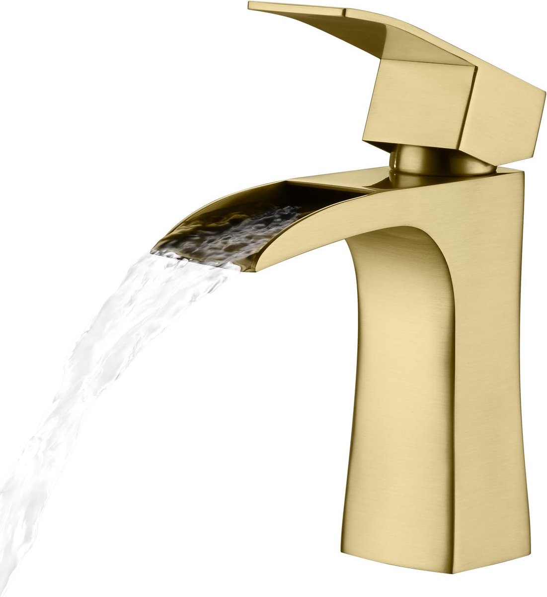 SnelShoppen - Wastafelarmaturen Watervalkranen Modern Vierkant Garderobekraan Roestvrijstaal Geborsteld Goud met DE-standaardslangen