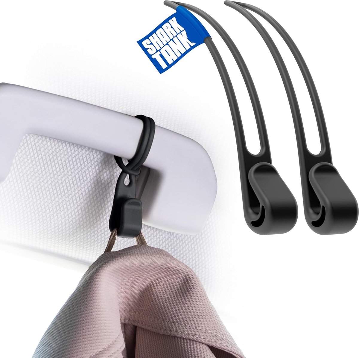 SnelShoppen - Car Hook - Kledinghaak voor Auto Handgreep (2 Stuks) | Jashouder voor Auto, Tot 10 kg, Kofferbakhaken, Kleerhanger Auto Hoofdsteun, Zwar