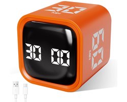 SnelShoppen - Cuteefun Cube-timer, Tomaten-Draaitimer met 5/10/30/60 minuten, Gepersonaliseerd Achteruit Tellen, Mute-en Vibratiemodus, Instelbaar Vol