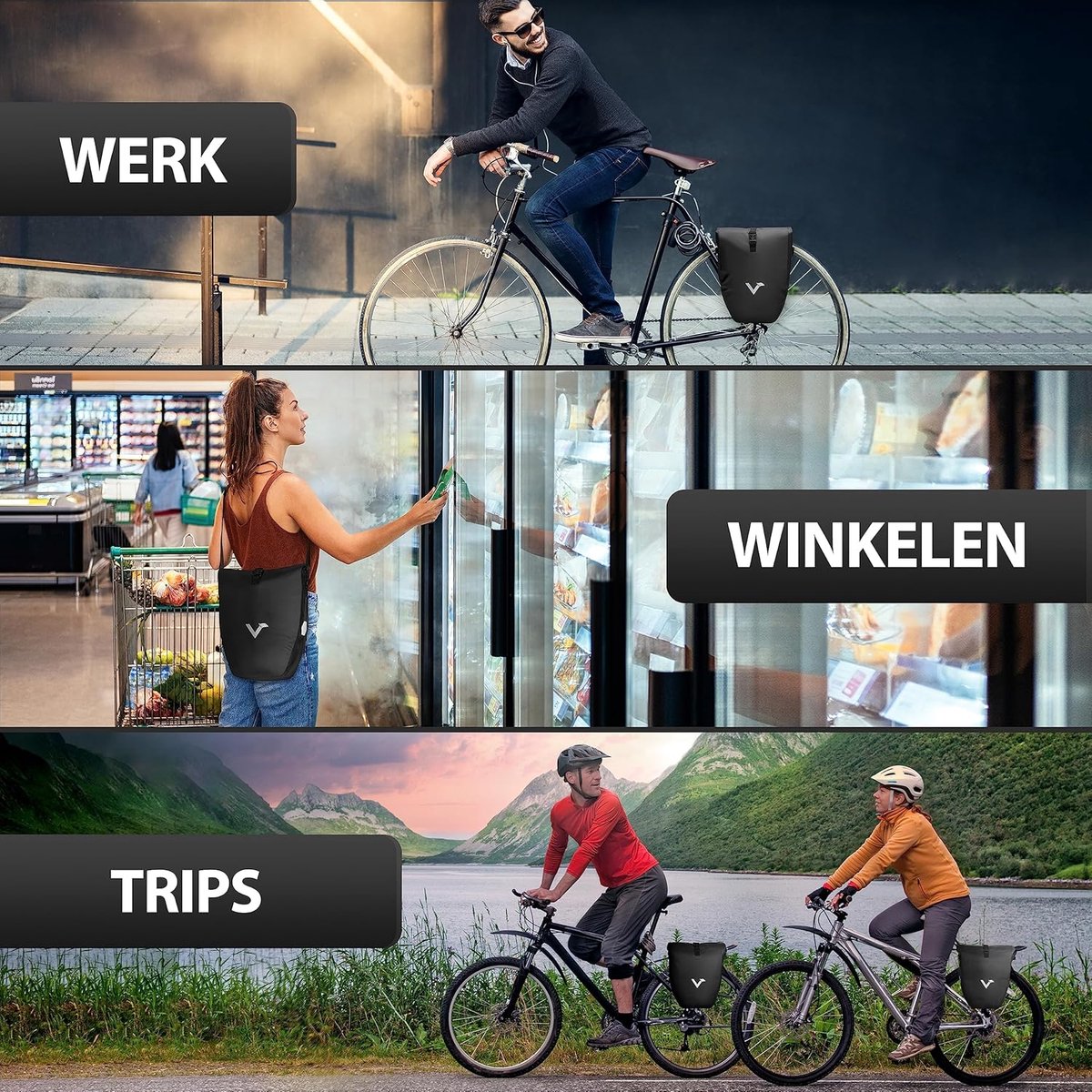 SnelShoppen - Valkental Bagagedragertas waterdicht en afsluitbaar | Diefstalbeveiliging, grote reflectoren, stevige pasvorm, duurzaam voor camping, re