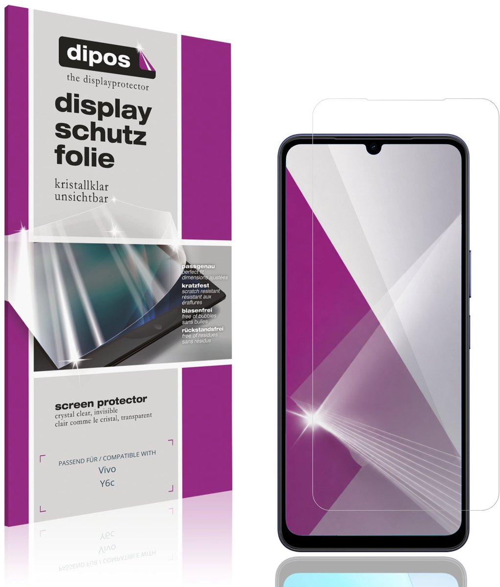 dipos – 4x Beschermfolie geschikt voor Vivo Y6c | Krasbestendige & heldere Screenprotector Ultra-Thin