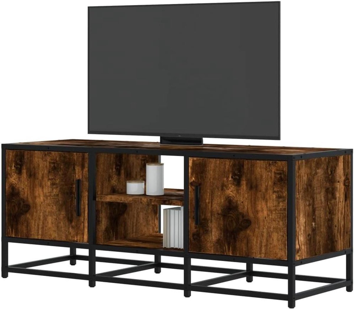 Tv-kast Hout Metaal - Tv-meubel Dressoir - Woonkamer Organiseren - Industrieel Design - 100 x 35 x 41 cm - Bruin