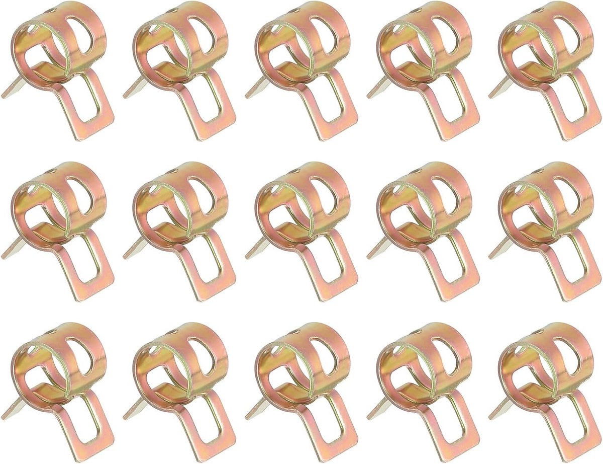 SnelShoppen - Set van 15 Veer Slangklemmen Brandstof Siliconen Vacuümslang Type 7.5mm Lucht Veerklem met Water Olie Zinkkleur