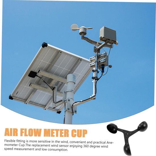 Windsnelheid Sensor - Windmeter Beaker - Weer Meten - Aluminium Legering - 17 x 17 x 5 cm - Zwart — afbeelding 3