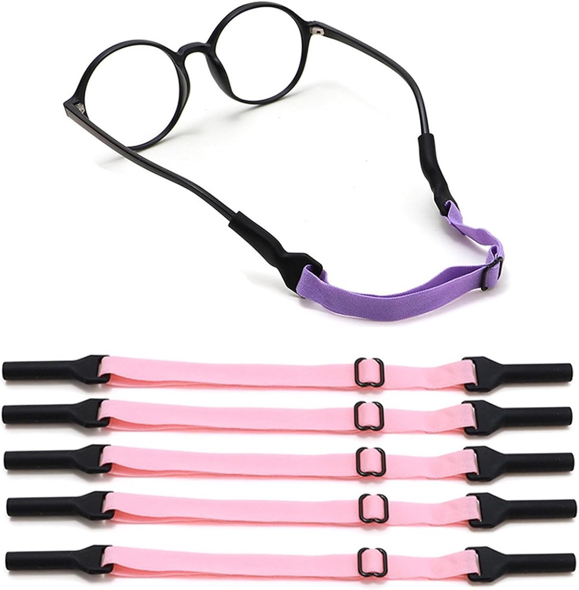 Verstelbare Brilbanden voor Kinderen, 5 Stuks, Antislip Sportbrillen Bands voor Jongens en Meisjes, Ideaal voor Activiteiten en Buiten spelen