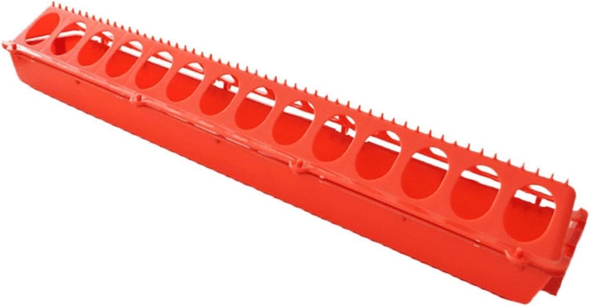 Kuikenvoederbak - Pluimveevoederbak Vogeltrog - Voeren van pluimvee - Ontwerp met 28 gaten - 51 x 10 x 10 cm