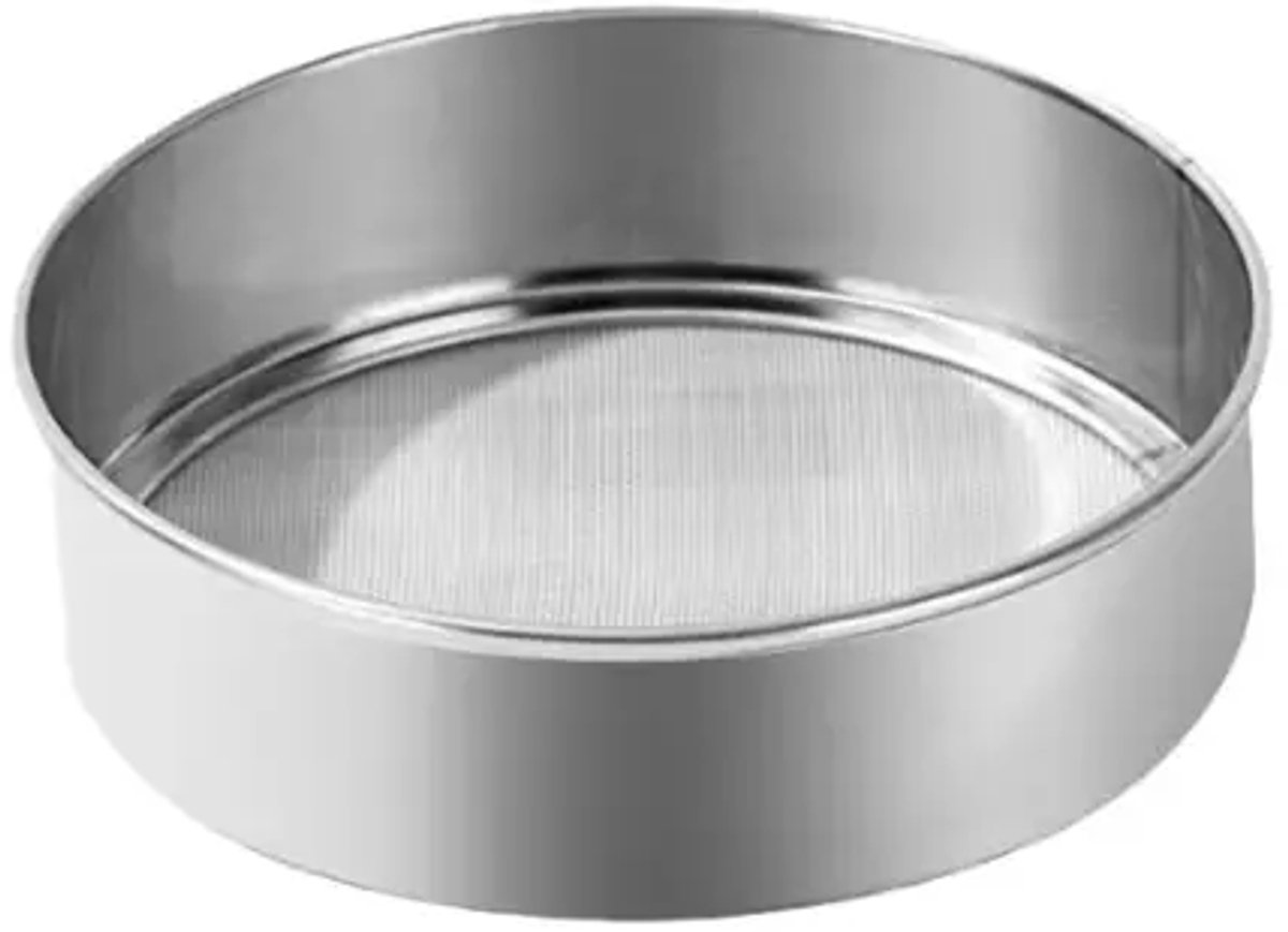 RVS zeef – fijne zeefbodem – 25 cm – hoogte 6 cm – voor bloem, poedersuiker, cacao