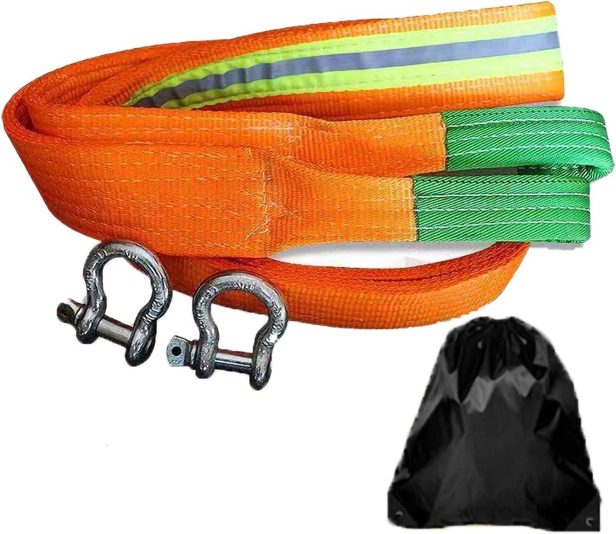Sleepkabel Auto - Touw Reddingsband - Voertuig Berging - Versterkte Veiligheidshaken - 15T/8M - Oranje