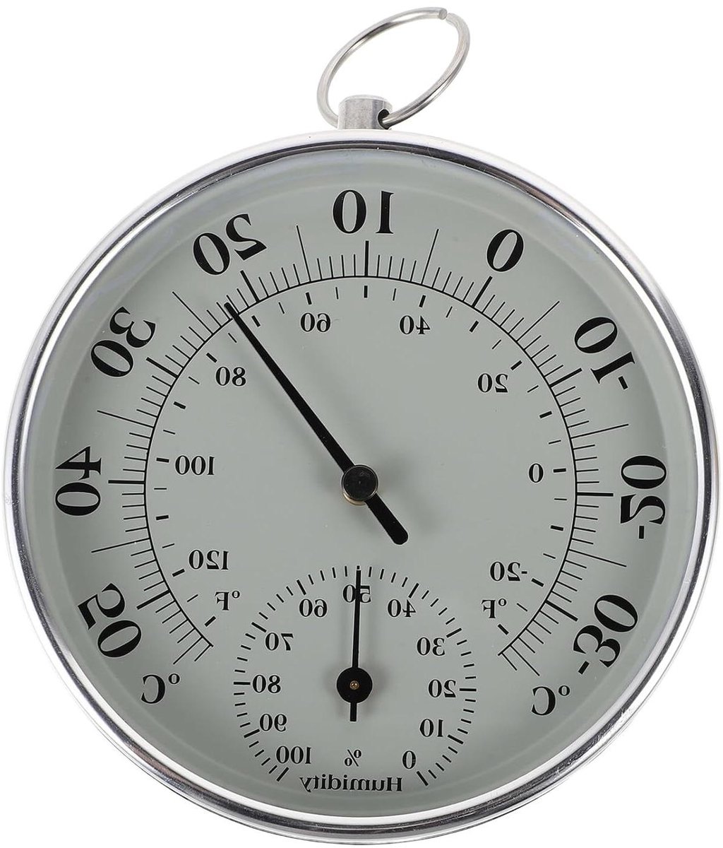Analoge Buitenthermometer Hygrometer - Vochtigheidsmeter Kamerthermometer - Omgevingsmonitoring - Dubbele Wijzerplaat - 10 cm - Wit