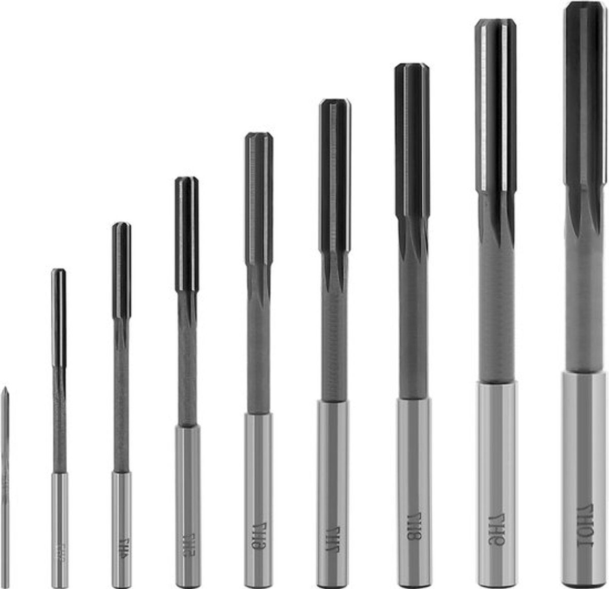 HSS H7 handreamer set met rechte schacht - 9-delige precisietools voor metaalbewerking en boren