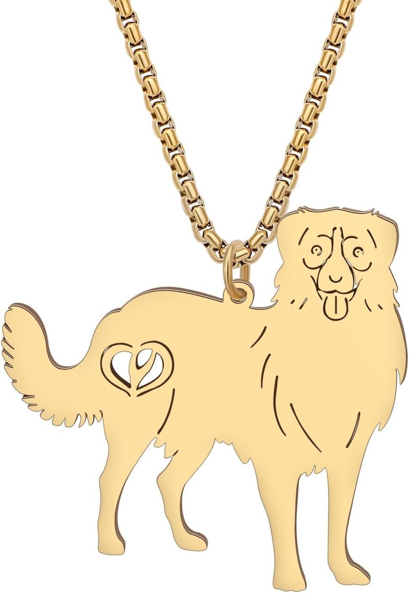 Honden Halsketting - Honden Pendent - Cadeau Geven - Origineel Ontwerp - 4 x 4 cm - Goudkleurig