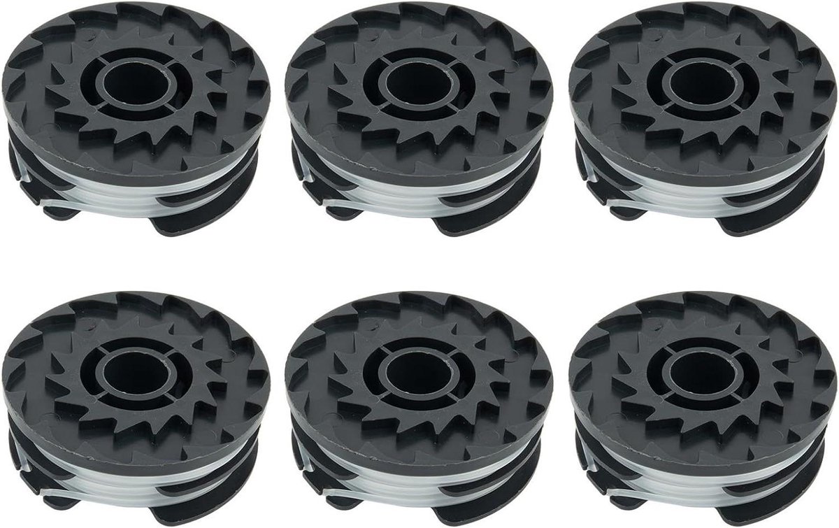Draadspoelen Grastrimmer - Reserve Spoelen Nylon - Gazon Onderhouden - Comfortabel Auto-Feed Systeem - 6 stuks - Zwart