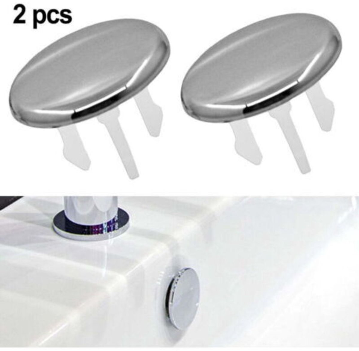 Twee afvoergaten voor de wastafel in de badkamer, ronde decoratieve ring van ABS.