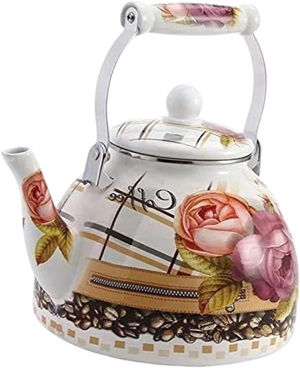 Waterkoker - Theepot Ketel - Water Koken - Antiek Decor - 4 Liter - Wit