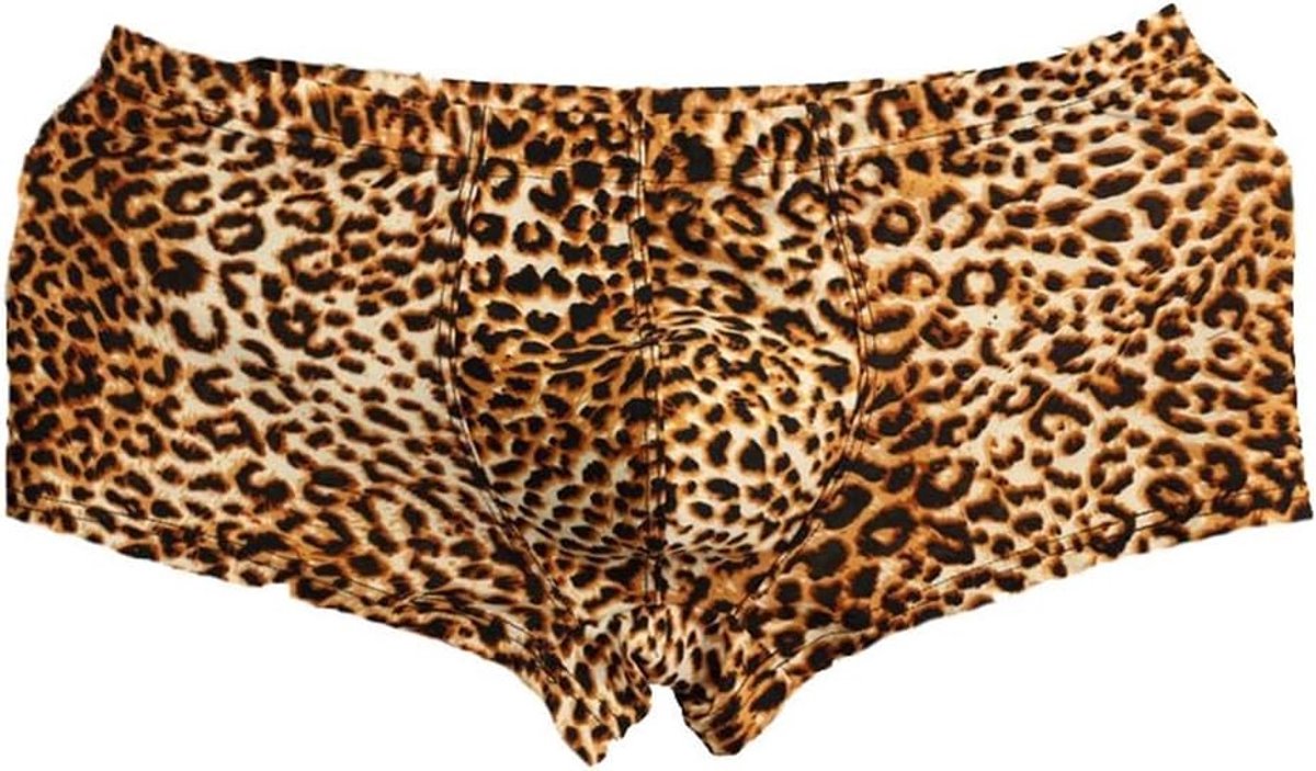 Boxershorts voor Mannen met Sexy Luipaardpatroon van Katoen - Ademend en Rekbaar Ondergoed in Geel, One Size