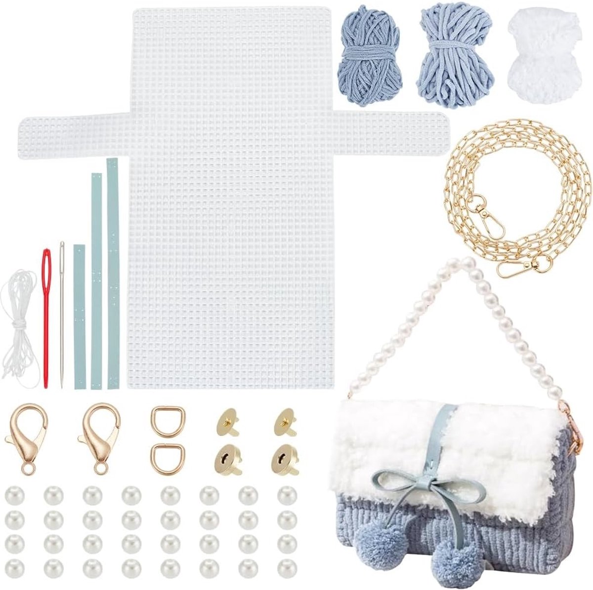 DIY Haak- en Breisets voor Handtassen, Mesh Plastic Canvas Kit voor Schoudertassen en Borduurprojecten, Creatieve Materialen voor Handgemaakt Craften