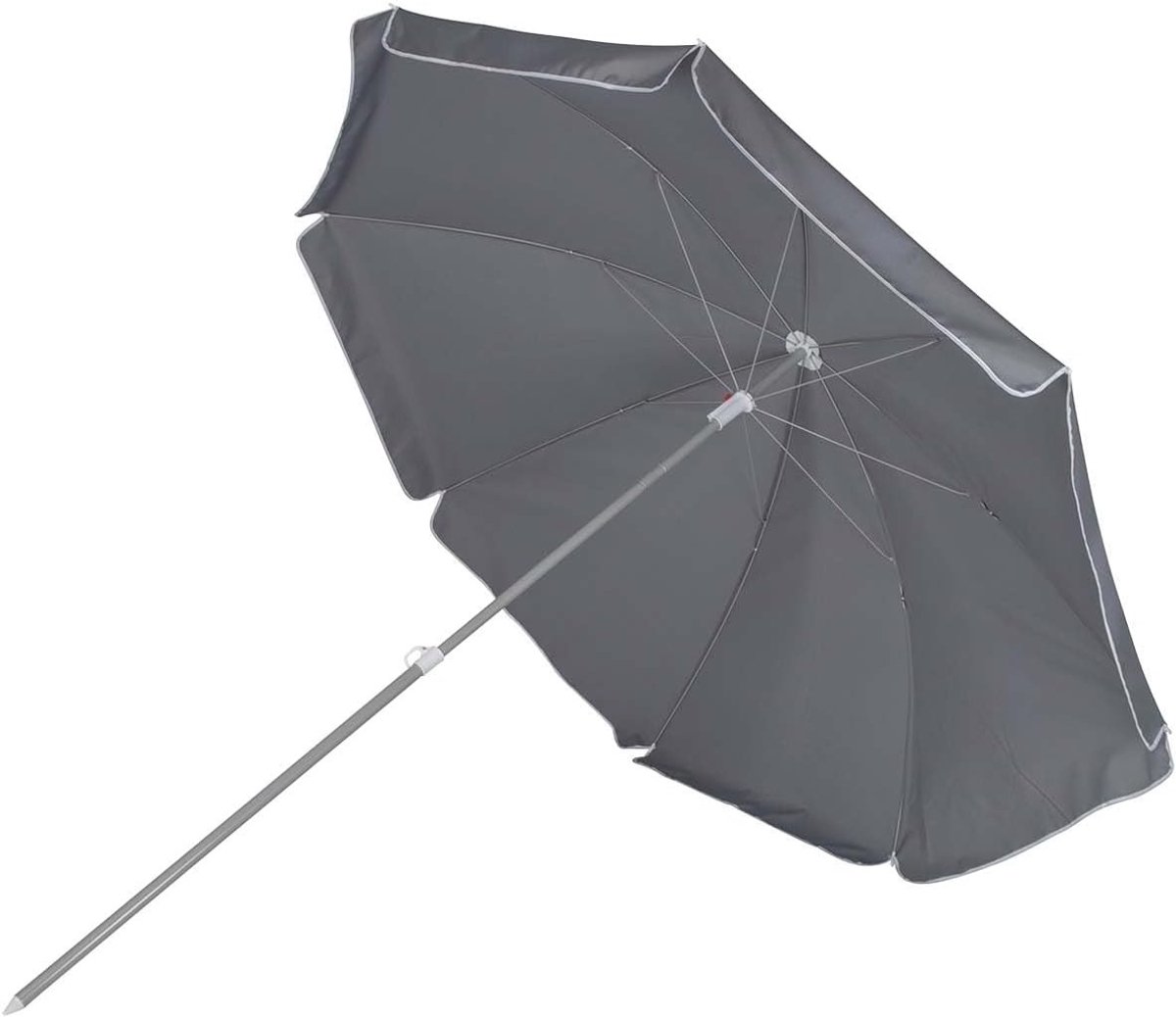Strandparasol uv werend - Grijs - Ø 200 cm - Polyester en Stalen Frame - Met Knikarm en Verstelbare Hoogte