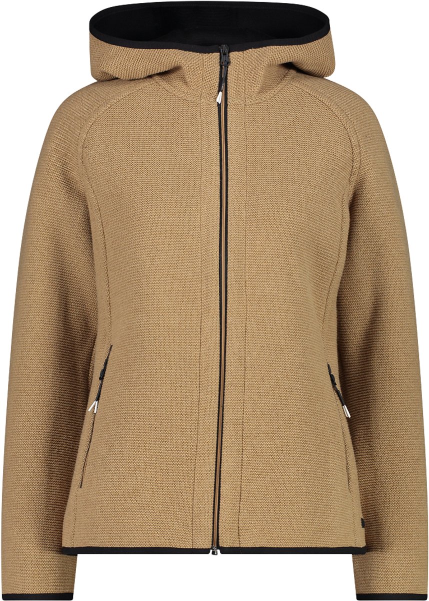 Vrouwelijke hoodie van gerecycled wooltech CMP Beige