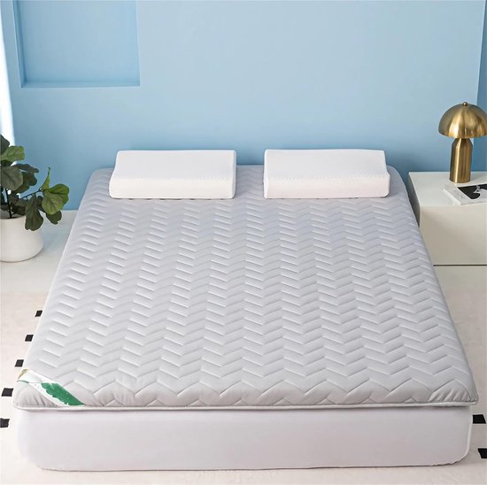 Japanse futonmatras - Vloermatras oprolbaar - Comfortabel slapen - Latex traagschuim vulling - 80 x 190 cm - Grijs — afbeelding 2