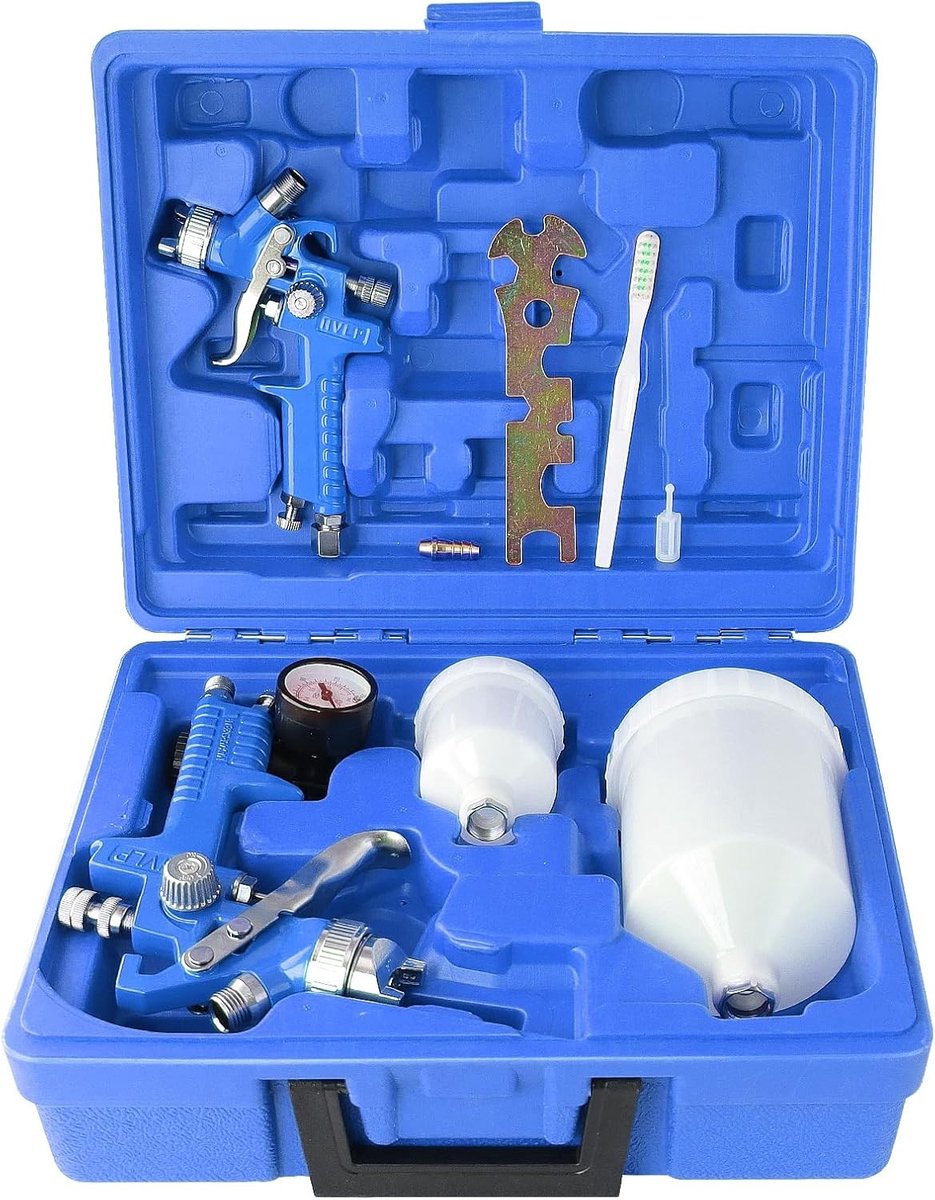 Set van 2 HVLP spuitpistolen met 0.8 mm nozzle voor verf, meubels en auto’s - ideale verfspuittools voor precisie en gebruiksgemak