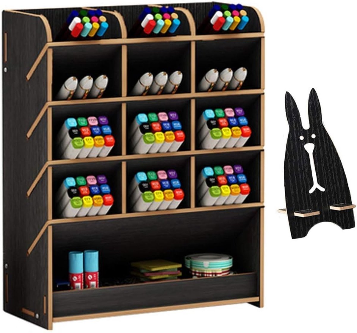 Multifunctionele Houten Bureau Organizer voor Kantoor en School - Pennenhouder met Lade en Opbergruimte