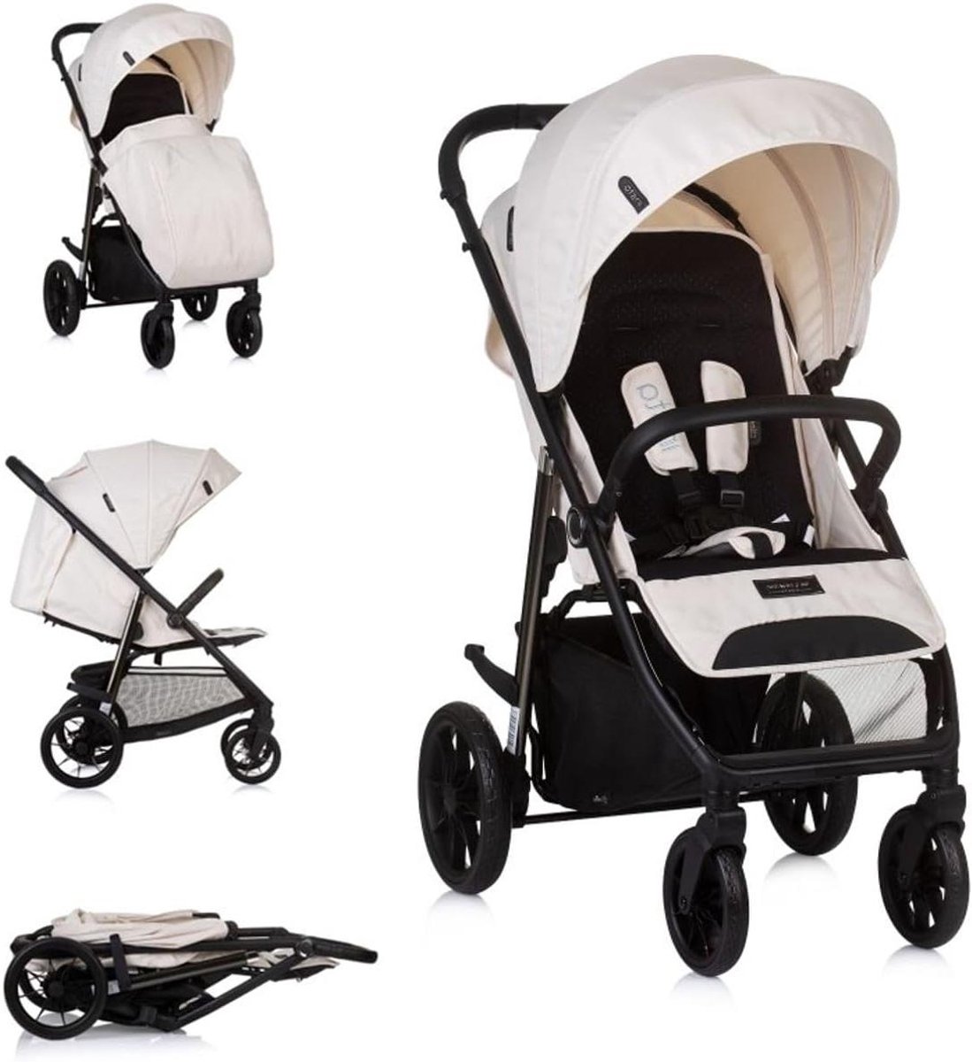 Buggy met Voetenzak - Kinderwagen Lichtgewicht - Stadswandelingen Maken - Met Eén Hand Opvouwbaar - 7.5 kg - Beige