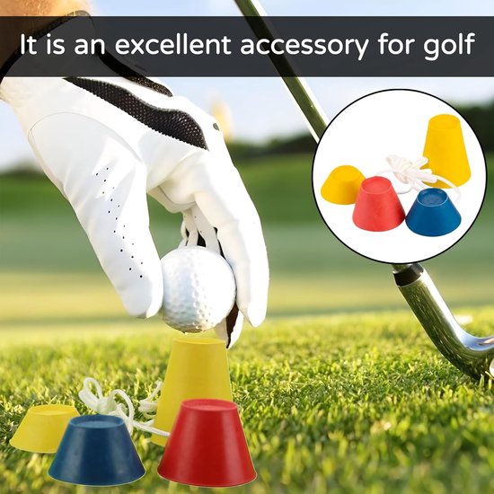 Golftees Rubber - Winter Tees Kunststof Tees - Golfen Buiten - Verschillende Hoogtes - 4 Stuks - Geel Rood Blauw — afbeelding 3