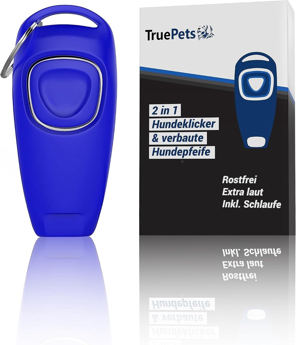 Hondenclicker - Blauw - 2-in-1 met Hondenfluitje - Ergonomisch en Duurzaam - Voor Honden en Katten