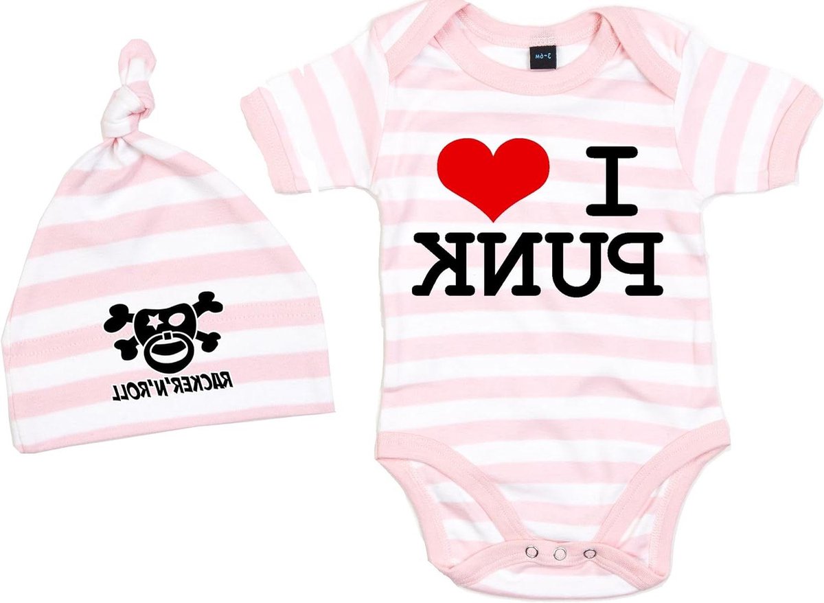 Baby Romper met Muts - Babykleding Set - Cadeau Geven - 100% Katoen Oeko-Tex - 0-24 Maanden - Roze Wit