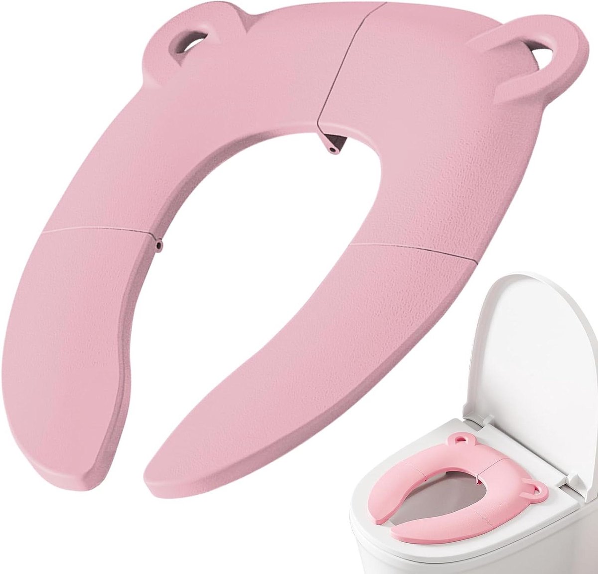 Kinder toiletbril - Draagbaar potje - Hygiënisch reizen - Opvouwbaar ontwerp - 19.6 x 16.2 cm - Lichtroze