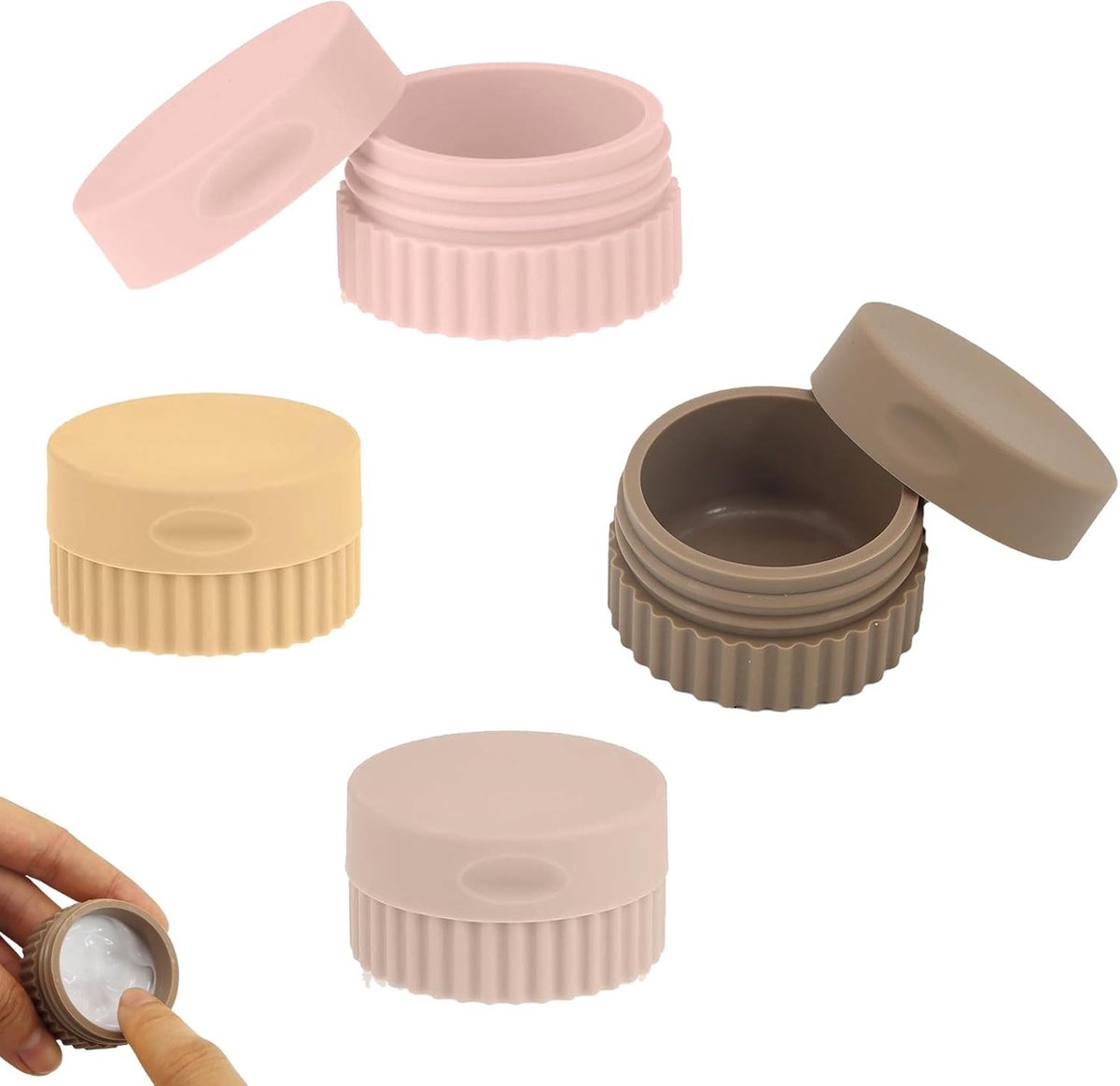 Set van 4 lege siliconen containers voor crème en lotion met deksel - Perfect voor opslag en reisgebruik