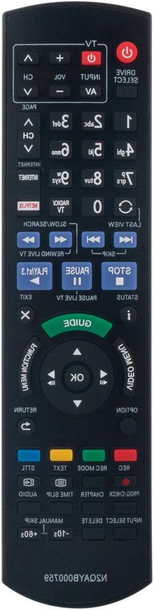 Afstandsbediening Vervanging - Universele Bediening - DVD Recorder Bediening - Direct Klaar Voor Gebruik - 10 Meter Bereik - Zwart