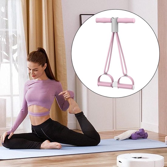 Enkel Trainer - Rekbanden Pedaaltrekker - Fitness Training - Vier Verstevigde Koorden - 26 x 24 x 7 cm - Roze van enkel — afbeelding 2