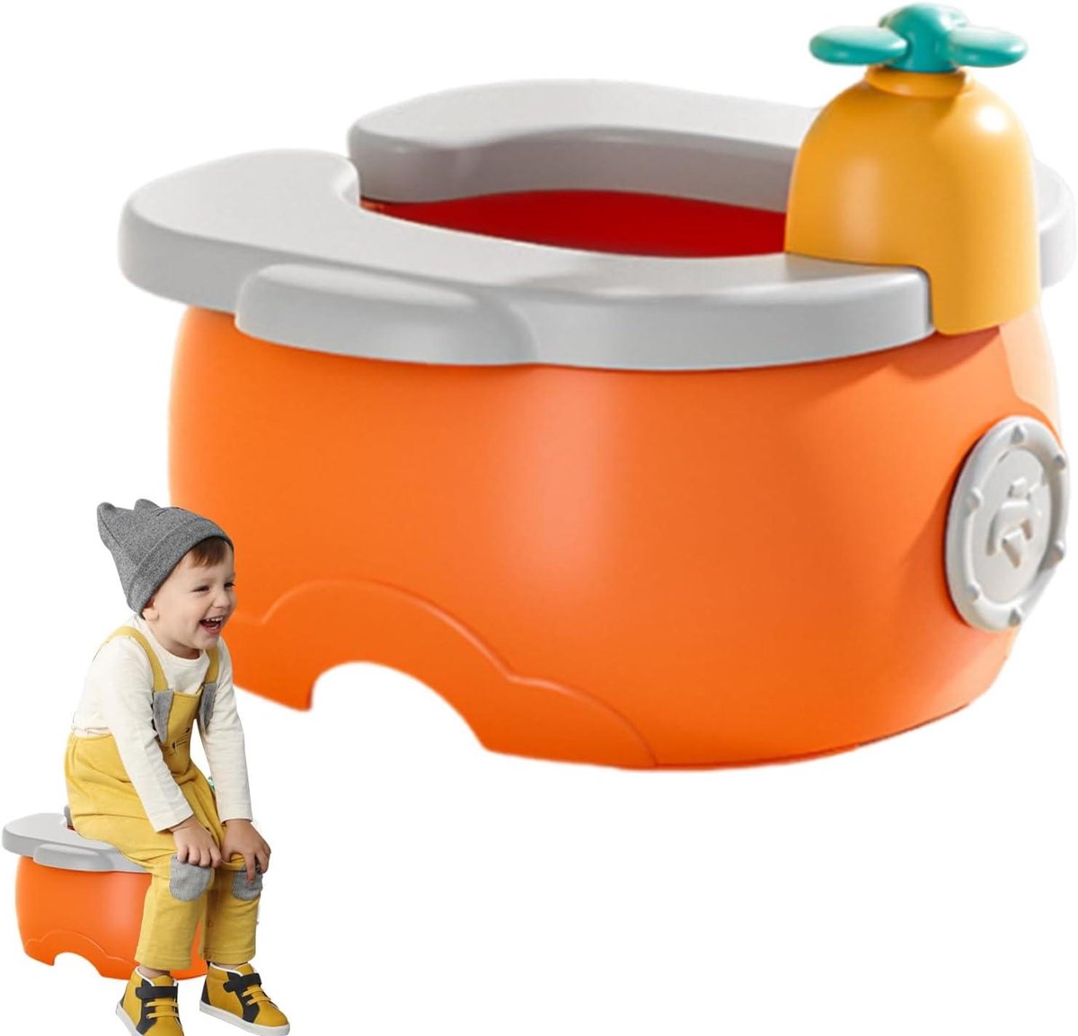 Peuter Reispotje - Opvouwbaar Toilet Kinderen - Zindelijkheidstraining Onderweg - Lichtgewicht en Draagbaar - 27 x 17 cm - Oranje