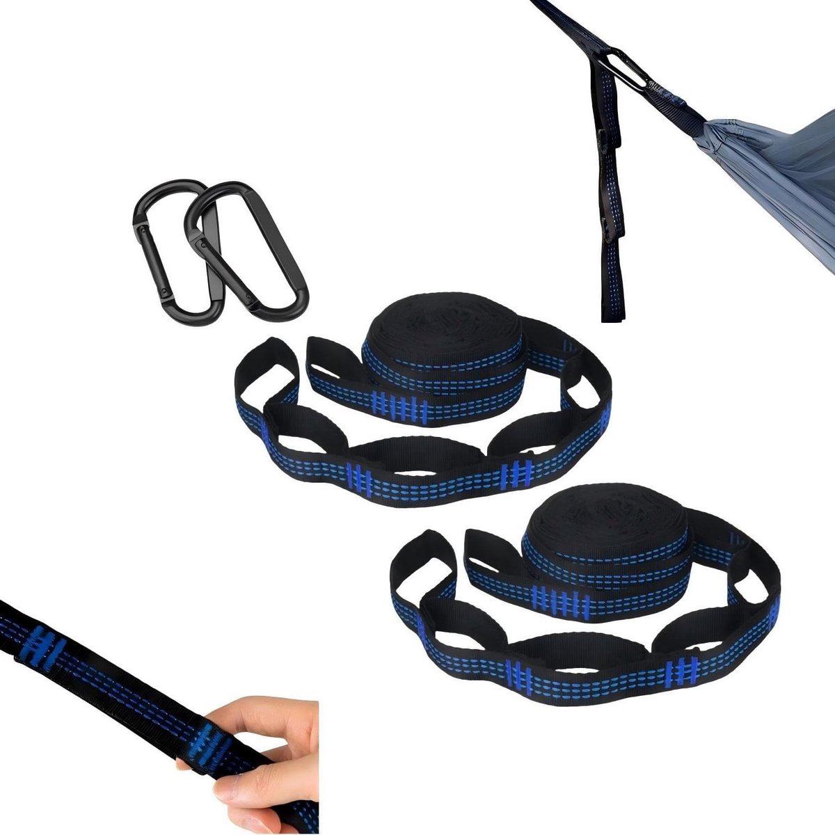 Hangmat Bevestigingsset - Schommel Touw - Buiten Ontspannen - Verstelbare Lengte - 2 meter - Blauw