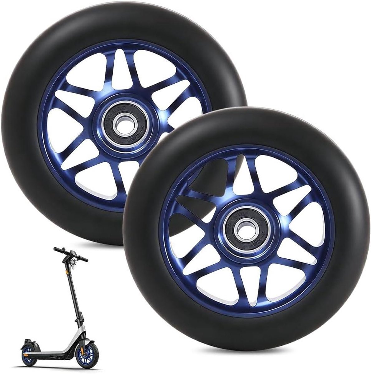 Scooter Wielen - Reservewielen Set - Stunt Rijden - ABEC-9 Lagers - 110 x 24 mm - Blauw
