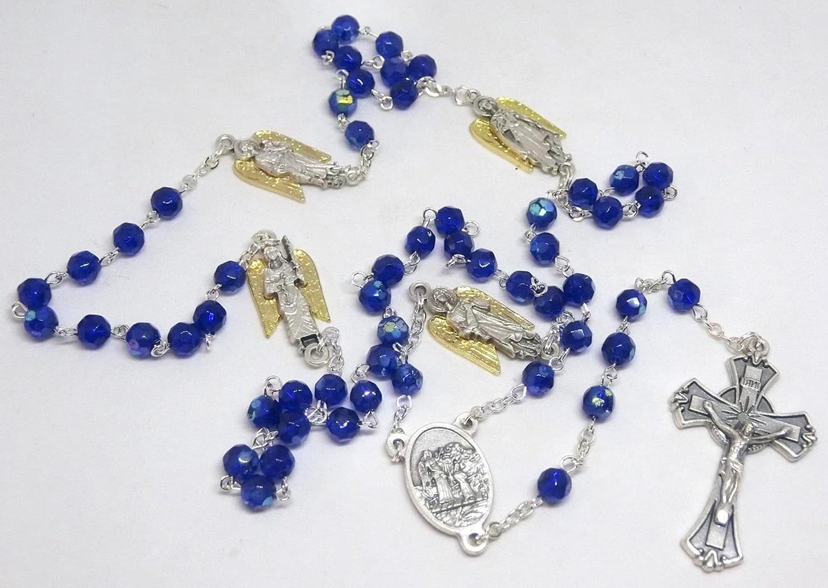 Rozenkrans Blauw - Gebedssnoer Religieus - Spirituele Reflectie - Met 50 Kralen - 10.8 x 8.1 cm - Blauw