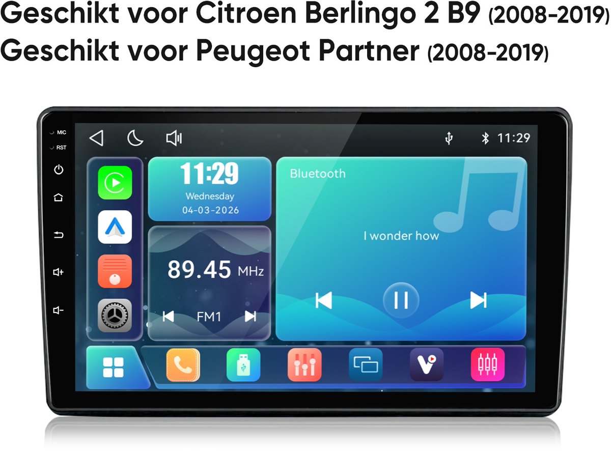 Cestovet LINUX Autoradio - Geschikt Voor Citroen Berlingo 2 B9 2008 t/m 2019 - Draadloos Apple CarPlay Android Auto - FM,RDS,USB