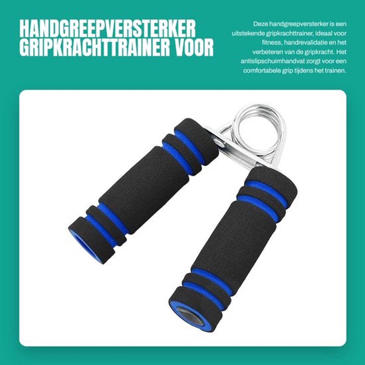 Handgreepversterker Antislipschuimhandvat - Onderarmtrainer - Handgrijper - Vingerrevalidatie - Fitness - Lichtgewicht Metaal - Grijpkrachttrainer
