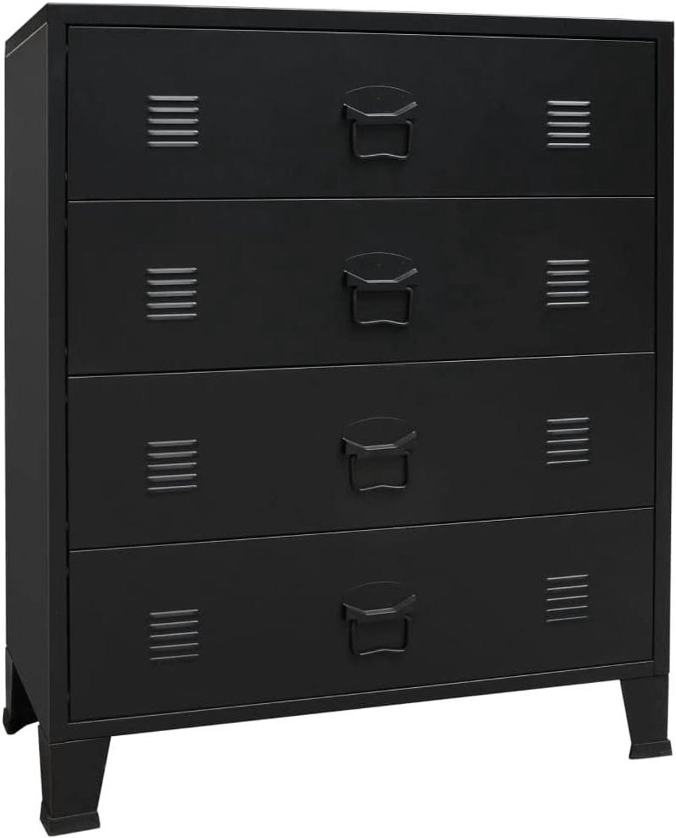 Ladekast Metaal - Commode Kast - Opbergen Spullen - Industriële Stijl - 78 x 40 x 93 cm - Zwart