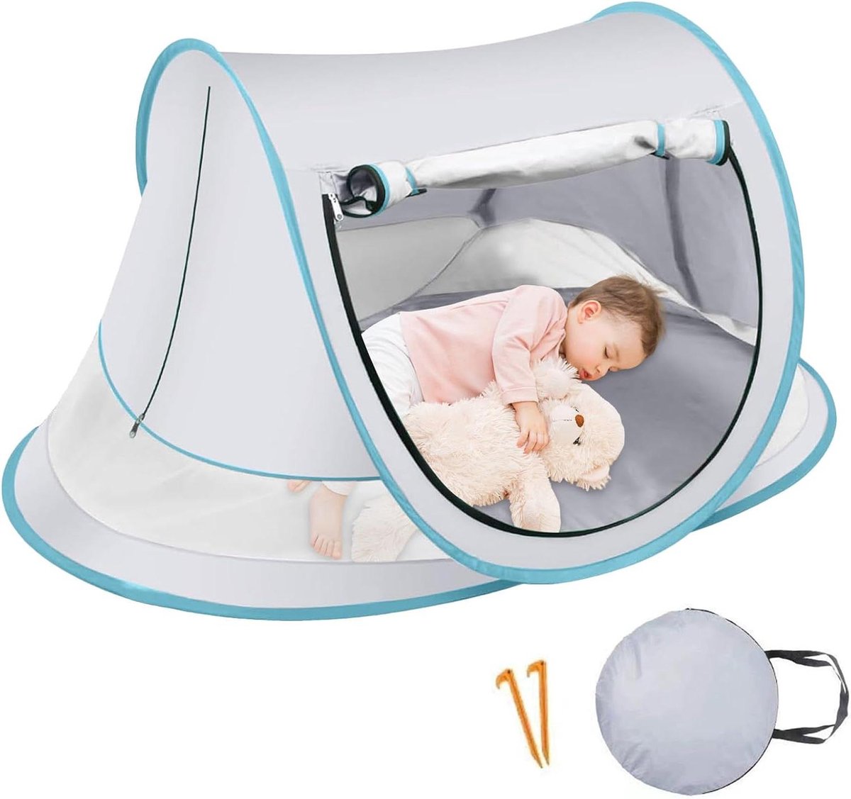 Baby Strandtent - Baby Dome - Bescherming tegen de zon - UPF50+ zonbescherming - 110x70x50 cm - Hemelsblauw