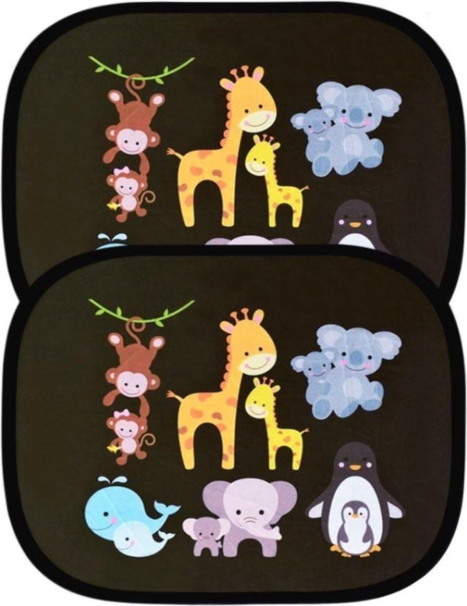Autozonnescherm Zijruit - Zonwering Kinderen - Auto Comfort - Zelfklevend UV Protectie - 2 Stuks - Multi Colour