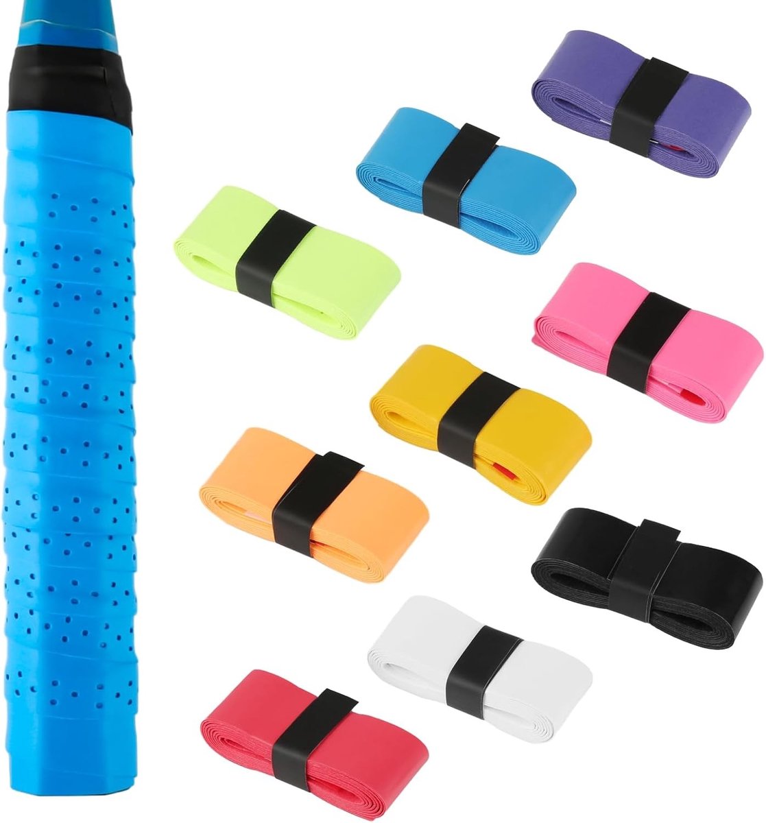 9 Stuks Zelfklevende Grip Bands voor Tennis, Badminton en Squash Rackets - Multicolor 110 cm