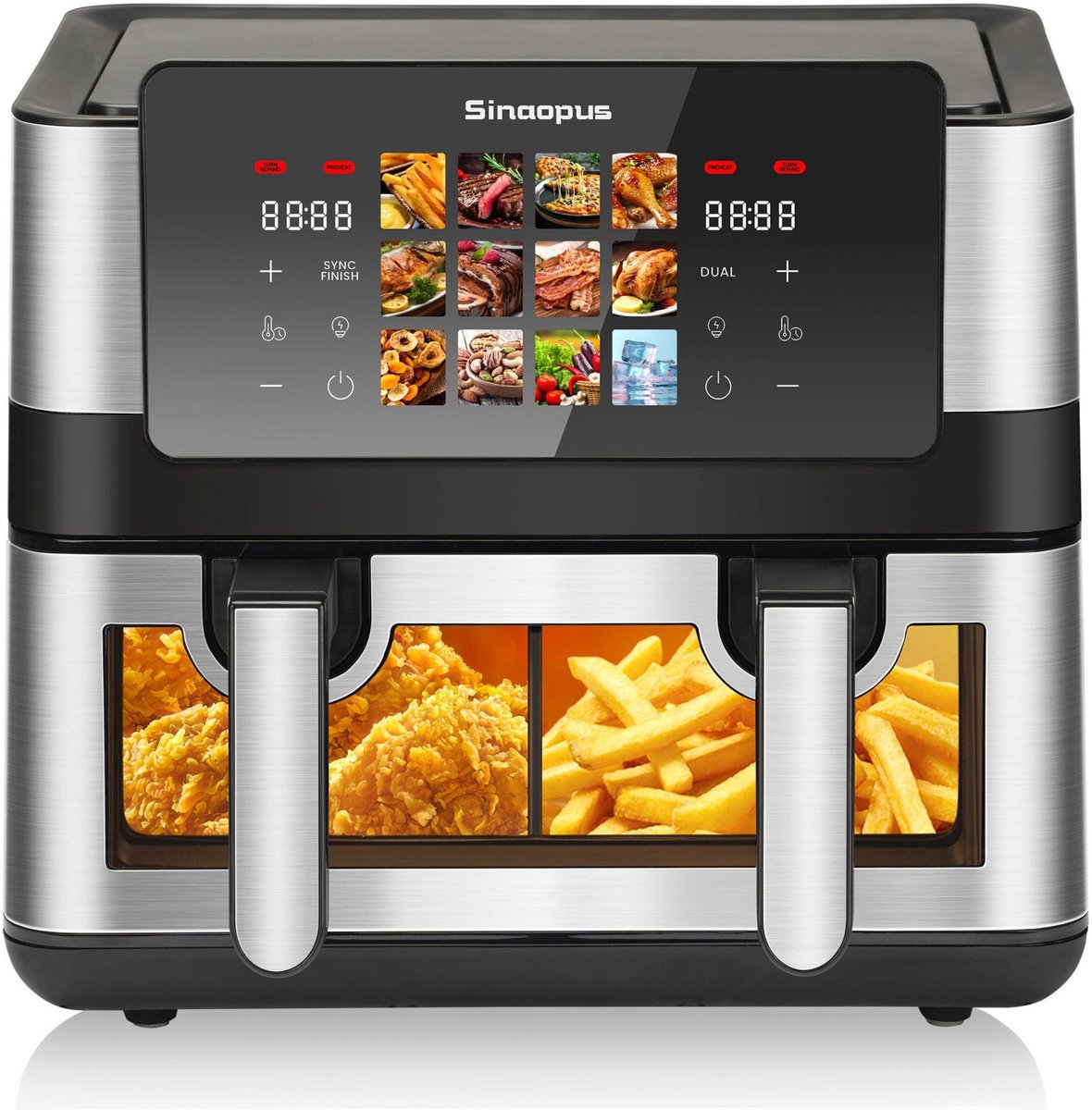 COVREO Heißluftfritteuse 8,5 L, dubbele en enkele kamer, 12 programma s