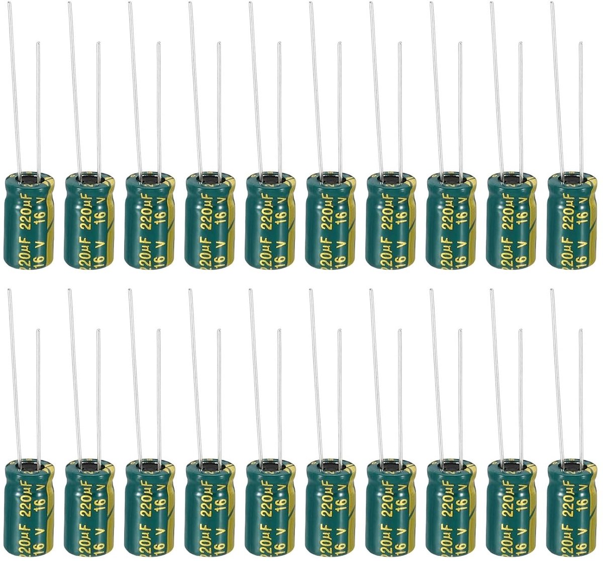 Elektrolytische condensatoren 16 V 220 uF, 20 stuks, aluminium, hoge frequentie, geschikt voor tv, lcd-monitor en koelkast, 6 x 12 mm